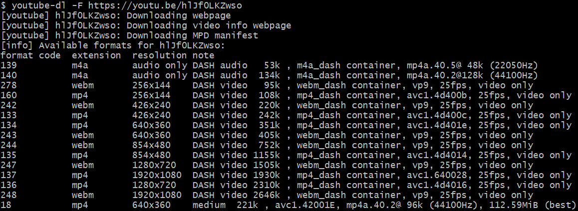 youtube-dl-list